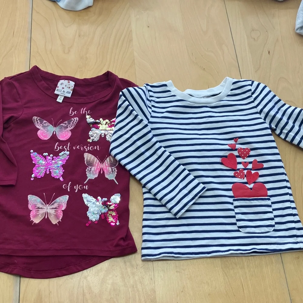 Butterfly‎ and Striped Kids Tops Set size 4 Carters and Belle du Jour